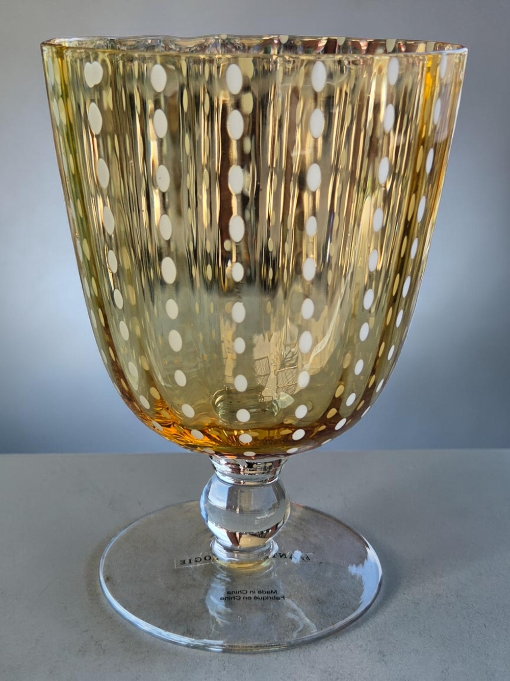 Anthropologie Teal & Amber Glassware Set of 4 | Two-Tone Mid Century Modern - Picture 5 of 7